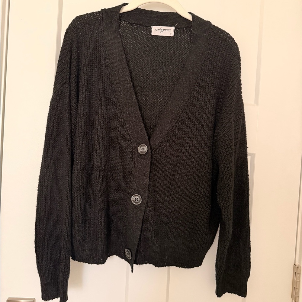 Carly Jean Los Angeles Black Button-Up Cardigan